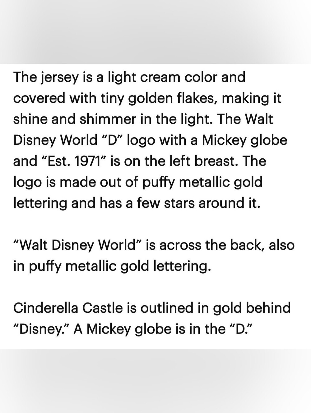 Walt Disney World Gold Cinderella Castle Glitter Spirit Jersey - Picture 11 of 11